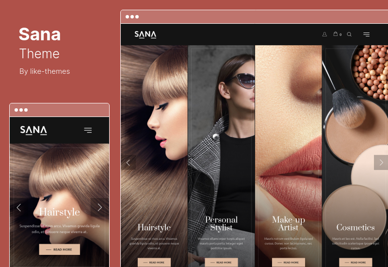 Sana Theme - Tema de WordPress para estilistas de moda y maquilladores de salones de belleza