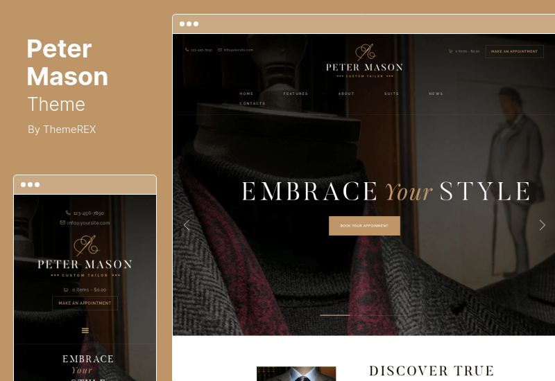 Tema de Peter Mason - Tema de WordPress para tienda de ropa de sastrería personalizada