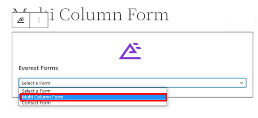 Selección de formulario de varias columnas