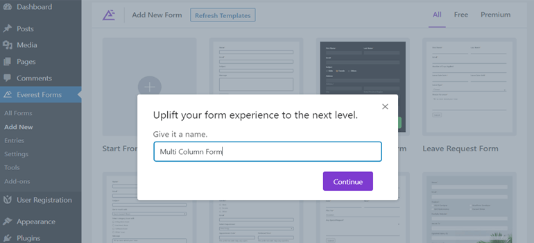 Crear un formulario de varias columnas con WordPress