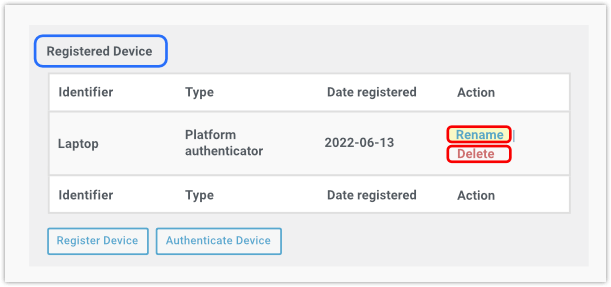 Cambiar el nombre o eliminar el dispositivo registrado