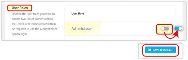 Active los roles de usuario administrador.