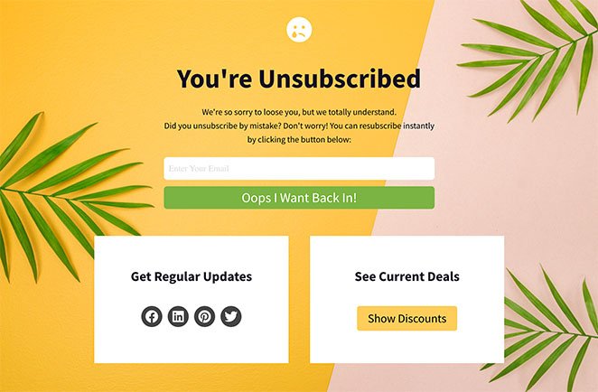 email-unsubscribe-page-example - SeedProd Email unsubscribe landing page example