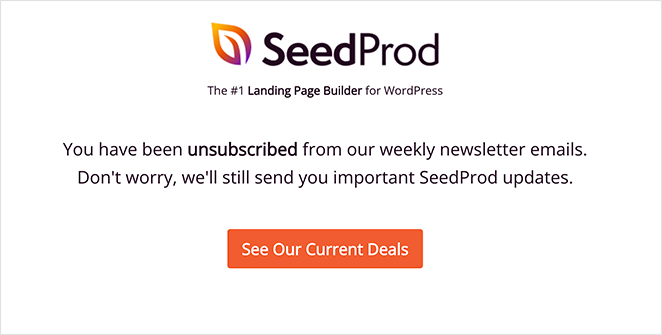 seedprod-email-unsubscribe-page - SeedProd SeedProd email unsubscribe page exmple