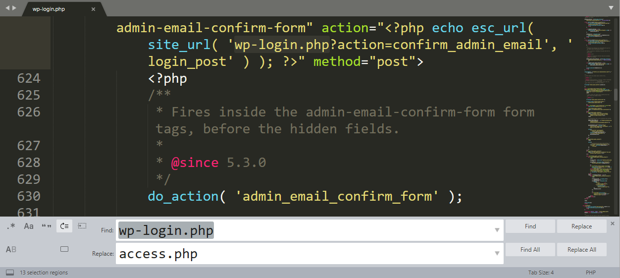reemplazando la URL de inicio de sesión de wp