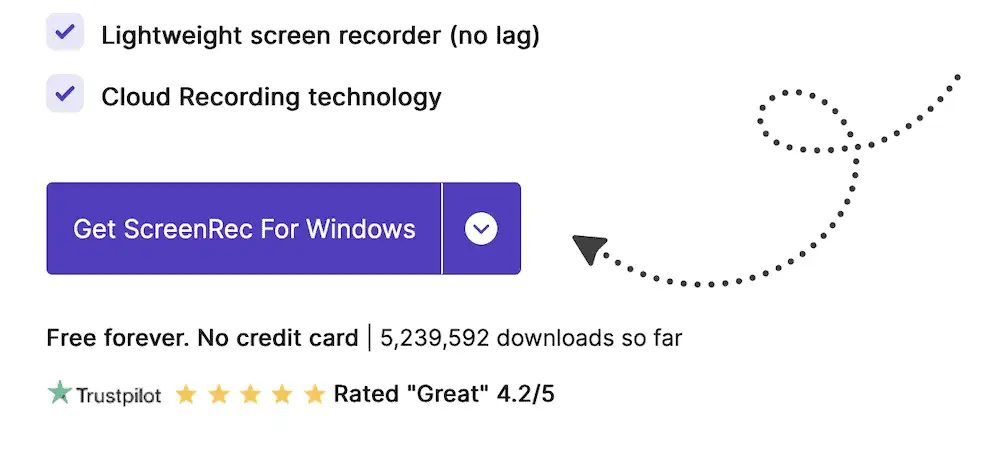 El botón Descargar para ScreenRec.