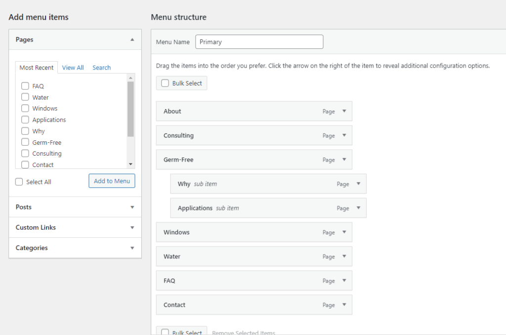 Editor menu WordPress ditampilkan