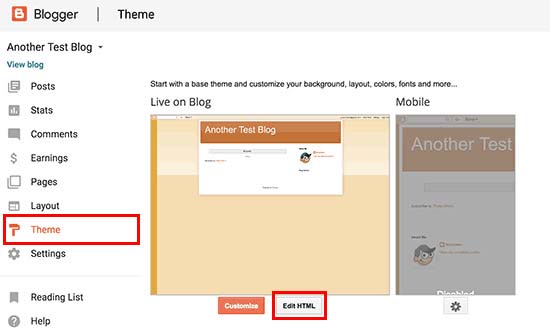 Modifier le thème Blogger