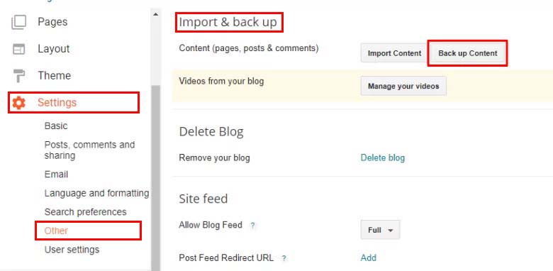 Exportez le contenu de votre blog