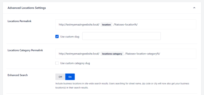 Расширенные настройки для локального SEO Advanced settings for local SEO