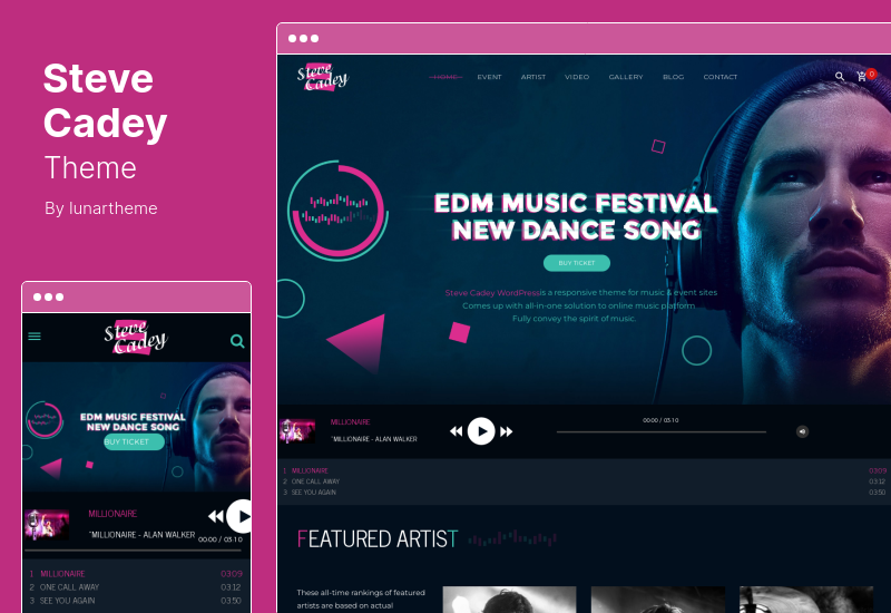 Steve Cadey 主题 - 音乐家、DJ、乐队独奏艺术家的 WordPress 音乐主题