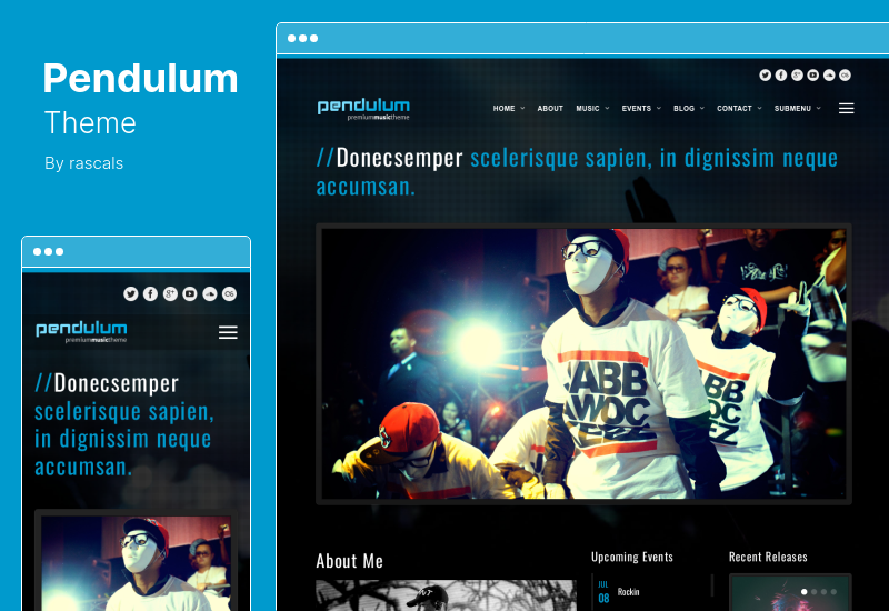 Pendulum Theme - WordPress 的 Beat Producers、DJ 活动主题
