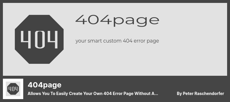 404page 插件 - 讓您輕鬆創建自己的 404 錯誤頁面,無需任何努力