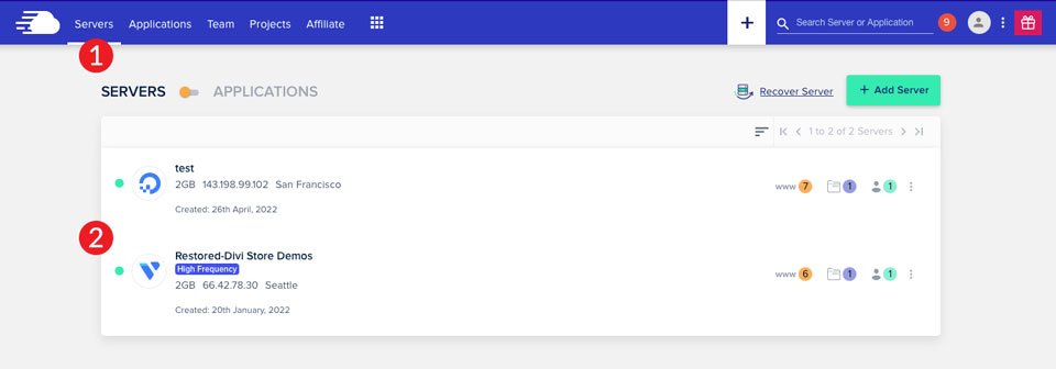 Auswahl Ihres Servers in Cloudways