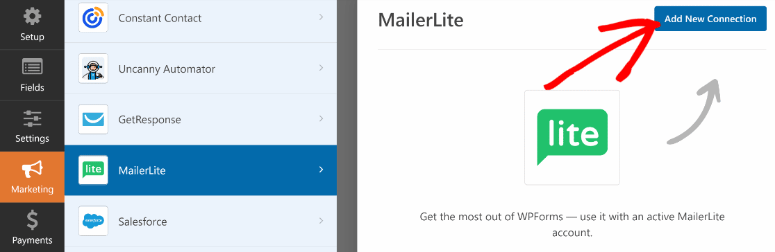 Dodaj połączenie mailerlite