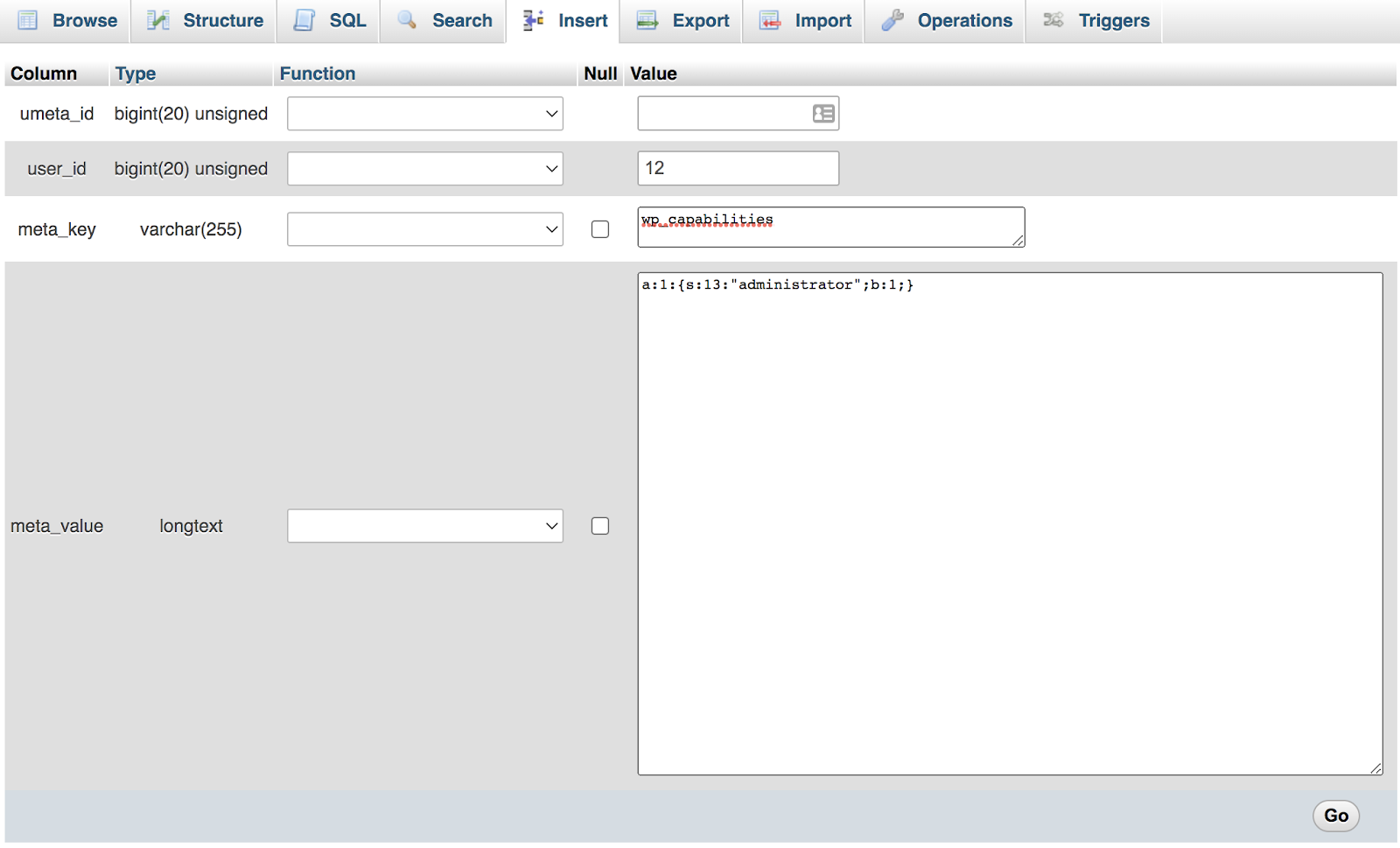 การกำหนดสิทธิ์ของผู้ดูแลระบบใน phpmyadmin