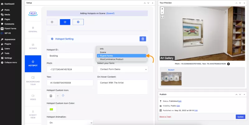 Agregar formulario de contacto en la galería de arte VR con WP VR