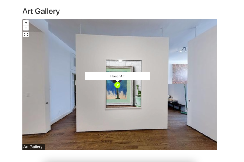 Contenido de punto de acceso en el recorrido por la galería de realidad virtual