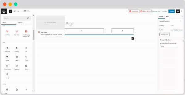 如何使用 ProductX 5 編輯 WooCommerce 購物車頁面 drag and drop cart builder