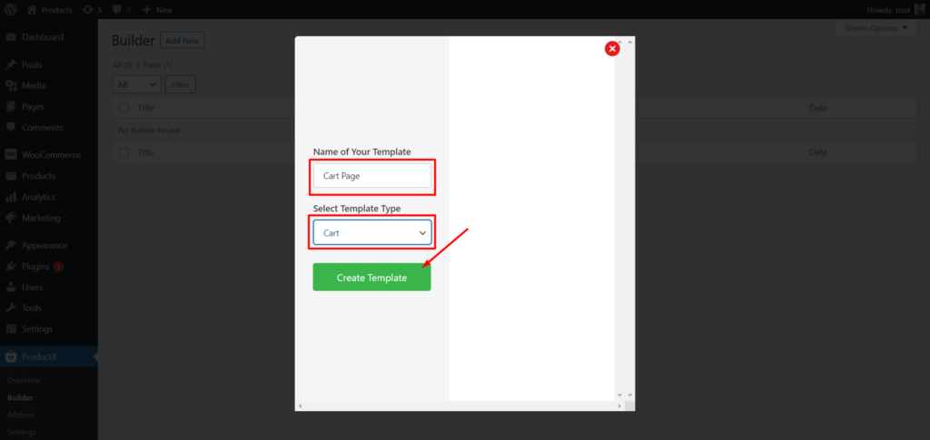 如何使用 ProductX 4 編輯 WooCommerce 購物車頁面 Create a New WooCommerce Cart Template