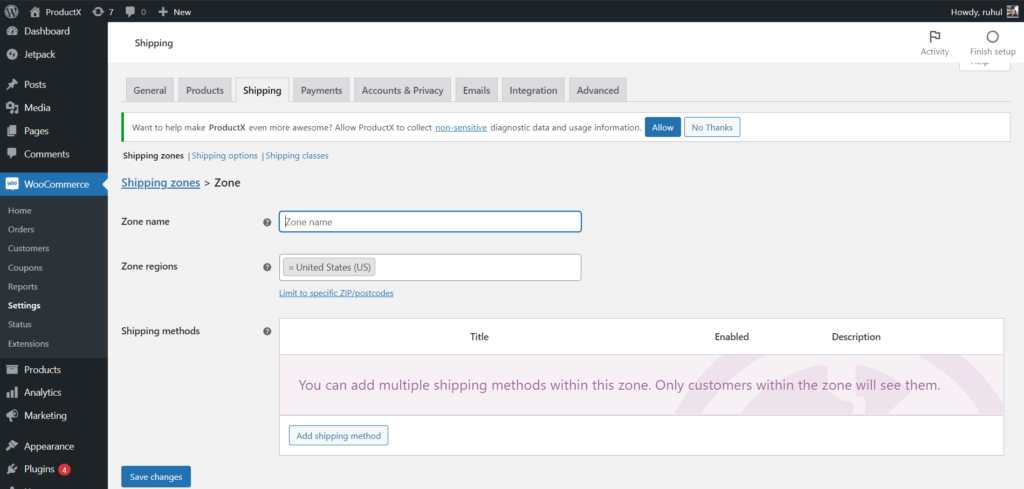 WooCommerce จัดส่งฟรี: กระตุ้นให้ผู้ซื้อช็อปมากขึ้น! 3 Zone Name and Regions