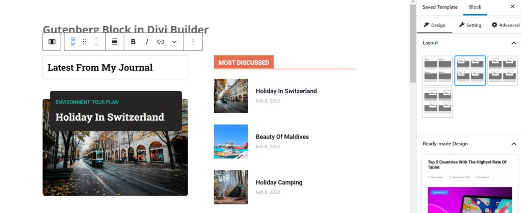 DiviBuilder8でグーテンベルクブロックを使用する簡単な手順 Customization of Template