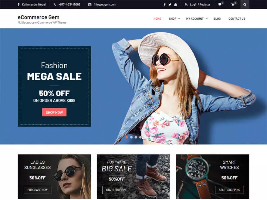 eCommerce Gem – 最佳免费电子商务 WordPress 主题