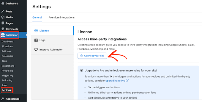 向 Uncanny Automator 添加许可证 Adding a license to Uncanny Automator