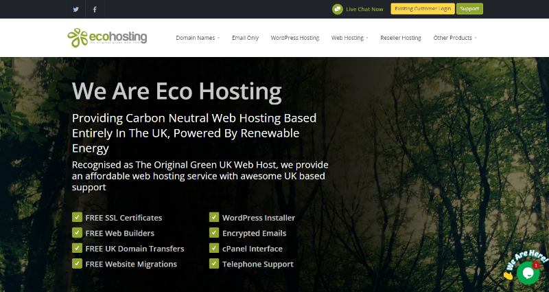 page d'accueil ecohosting