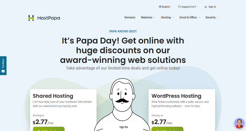 page d'accueil hostpapa