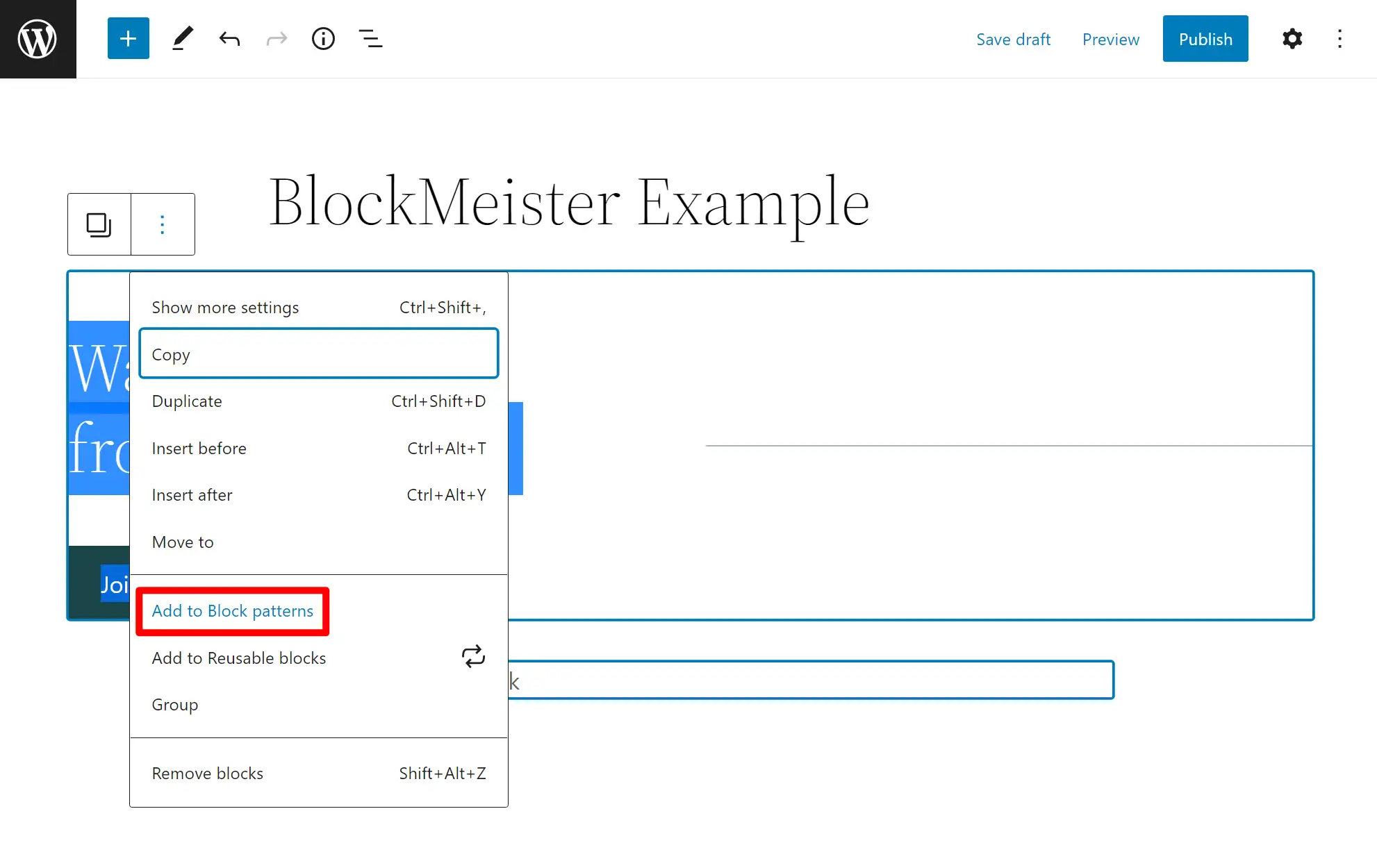 WordPressのブロックパターンの例