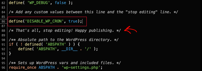 Wklejanie kodu do wp-config Pasting Code into wp-config