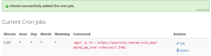 Przeglądanie listy zadań Cron w cPanel Viewing the List of Cron Jobs in cPanel