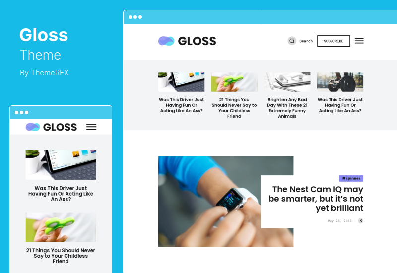 Gloss Theme - Тема блога WordPress для журнала вирусных новостей