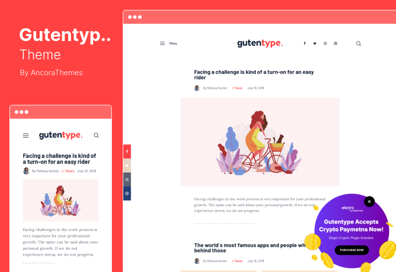 Gutentype Theme — современная тема WordPress для личного блога, созданная с помощью Gutenberg