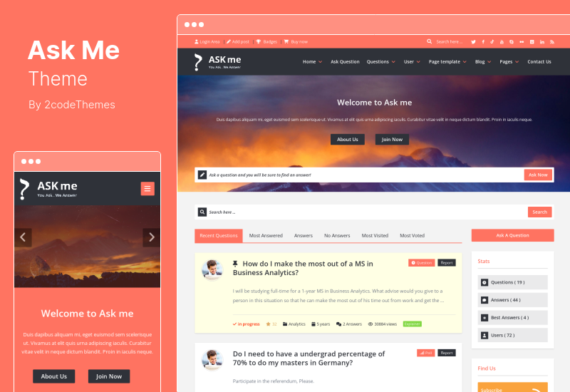 Ask Me Theme — адаптивная тема WordPress с вопросами и ответами