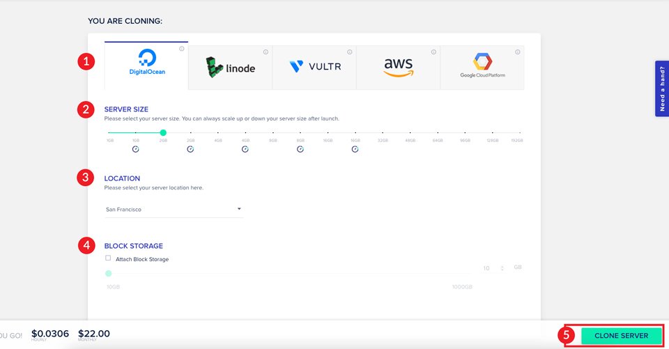 Optionen zum Klonen von Cloudways-Servern