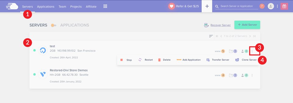 Cloudways-Server klonen