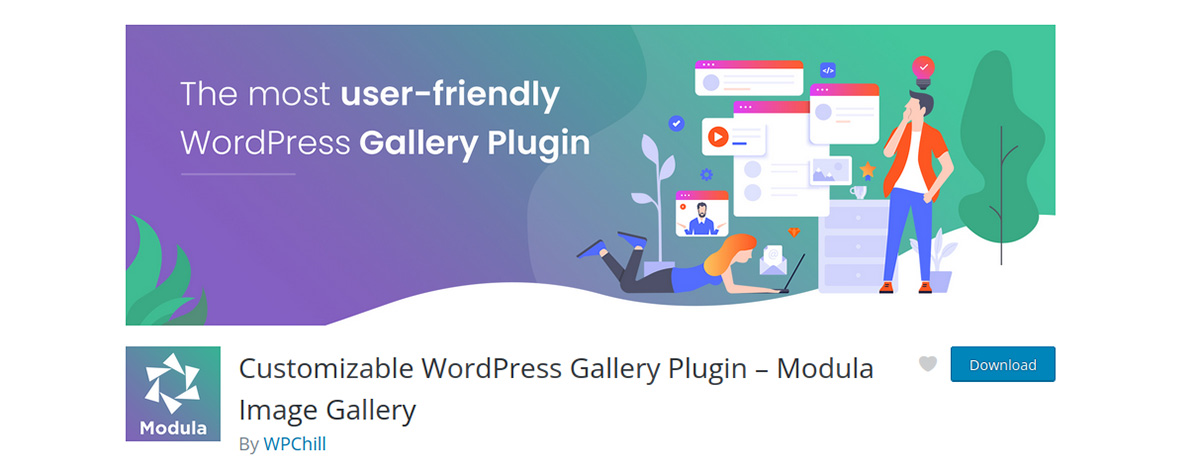 สกรีนช็อตของส่วนหัวของหน้า Modula WordPress