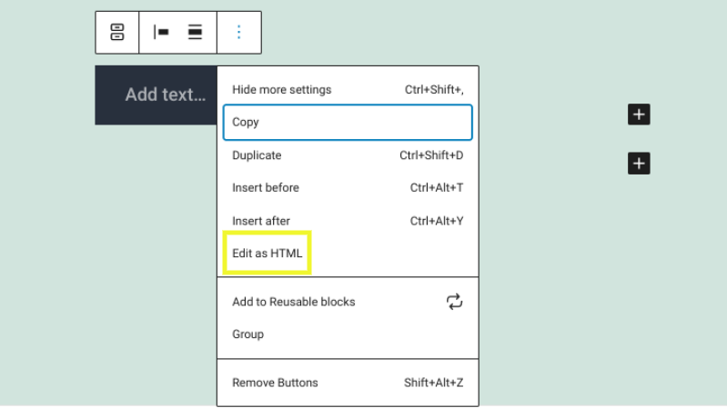 แก้ไขเป็นตัวเลือก HTML ใน Editor