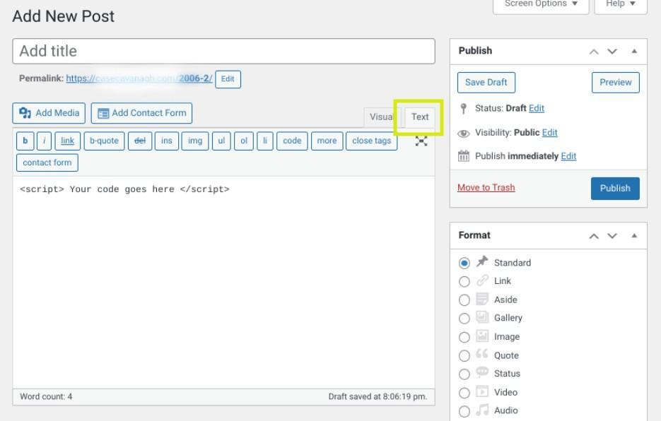 เพิ่ม JavaScript ใน Classic Editor