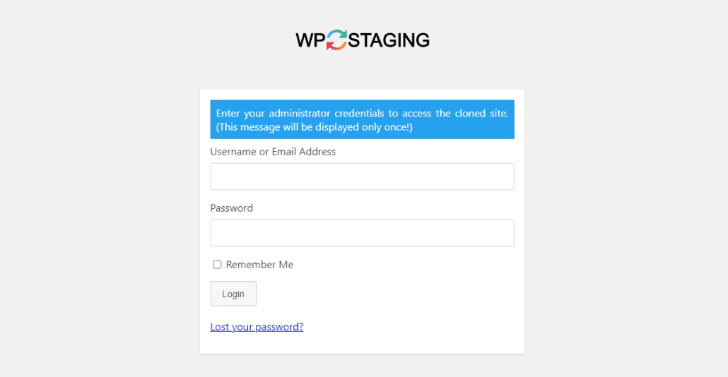 WP 스테이징 플러그인 로그인 페이지