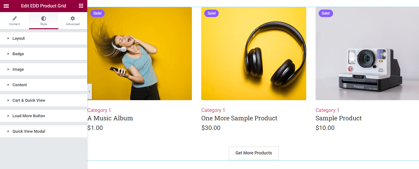 Descărcări digitale ușoare de la Happy Addons Widget pentru grilă de produse: o modalitate ușoară de a decora produsele digitale 7 EDD Product Grid Style Options