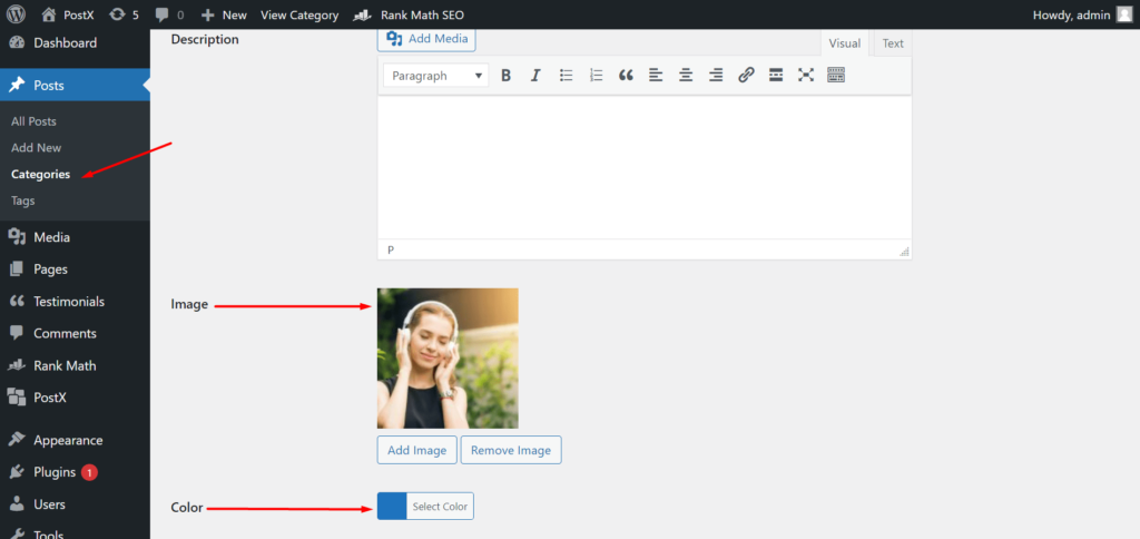 Cum să adăugați categorii în bara laterală în WordPress 4 Category Image and Color