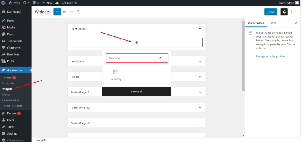 Cum să adăugați categorii în bara laterală în WordPress 5 Add Taxonomy Blocks to the Sidebar Widget