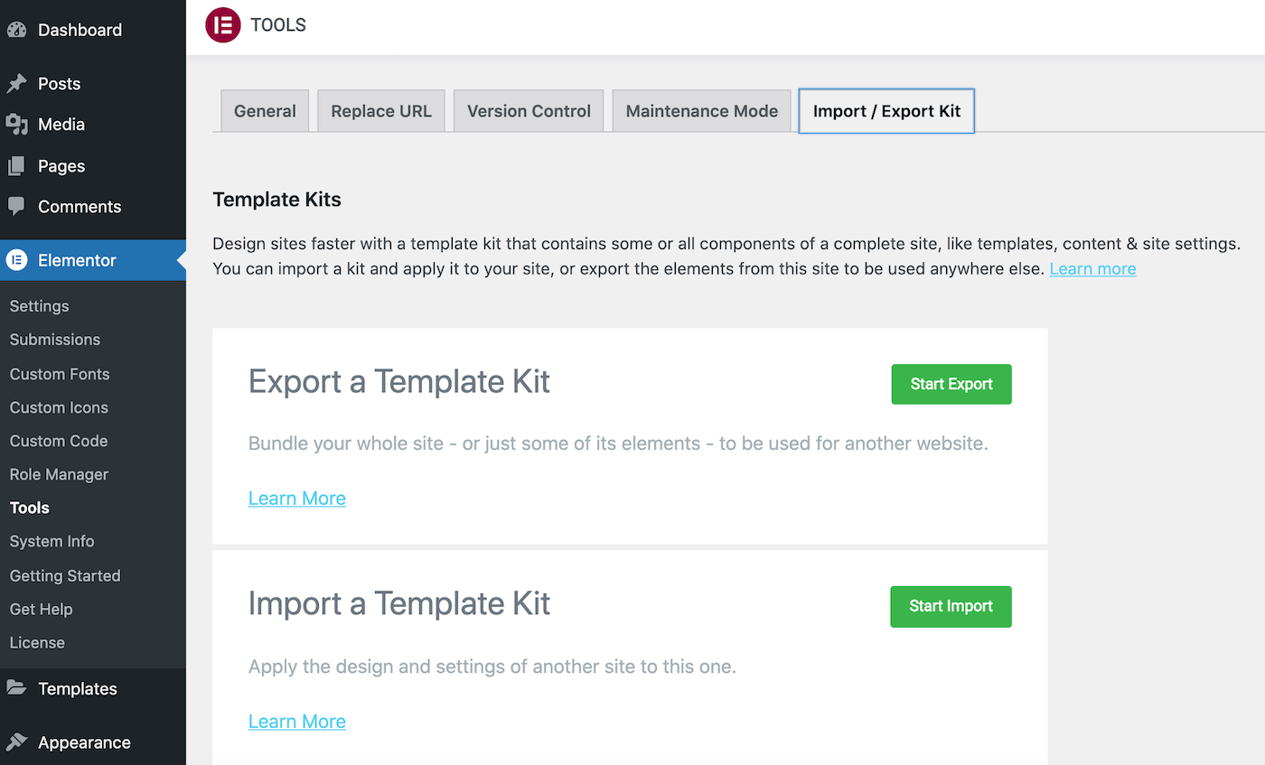 Cliquez sur Import Export Kit