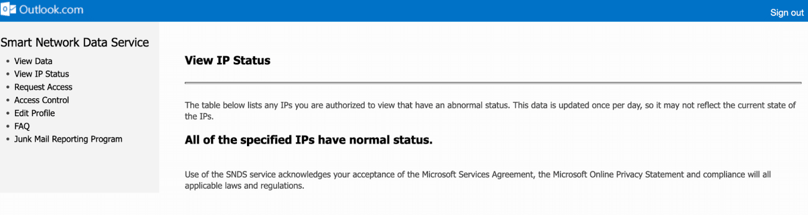Microsoft Microsoft SNDS 站点