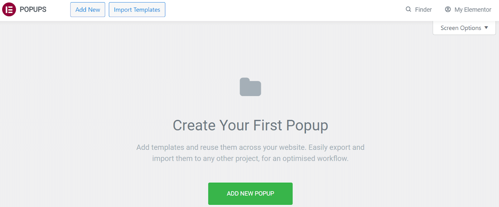 Adicionar um novo pop-up em modelos