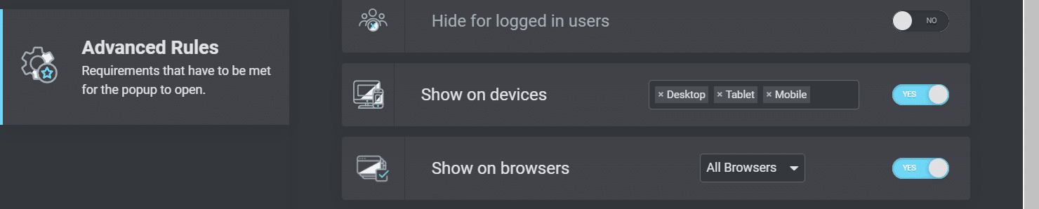 Opção Mostrar nos dispositivos