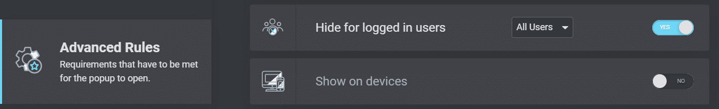 Ocultar pop-ups para usuários logados